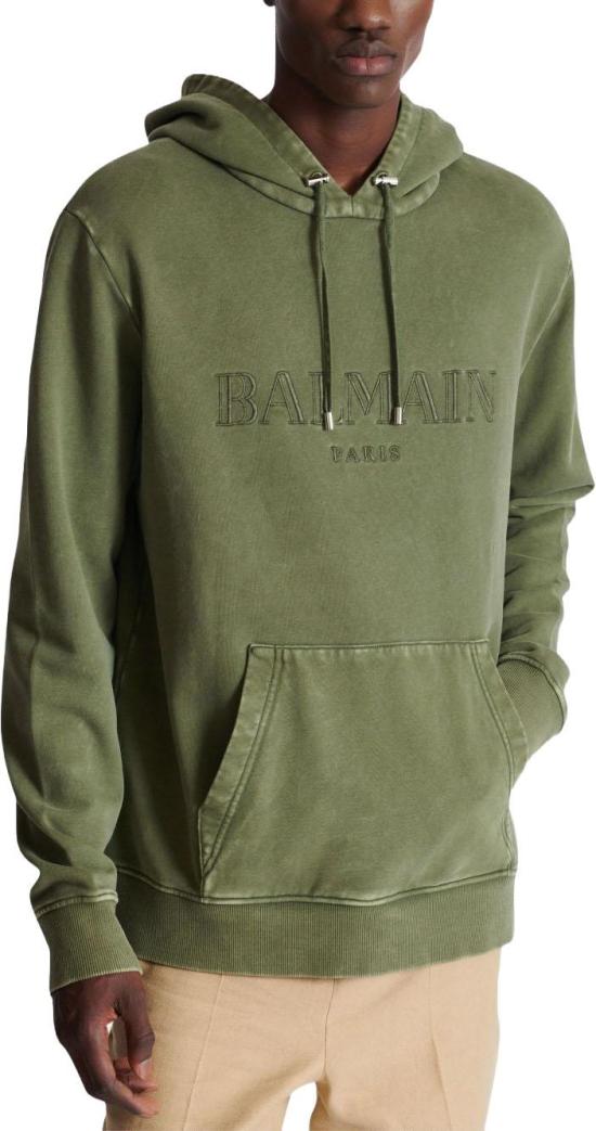 25FW 발망 후드 티셔츠 FH1JT047BC72UIA DONKERGREEN - BALMAIN
