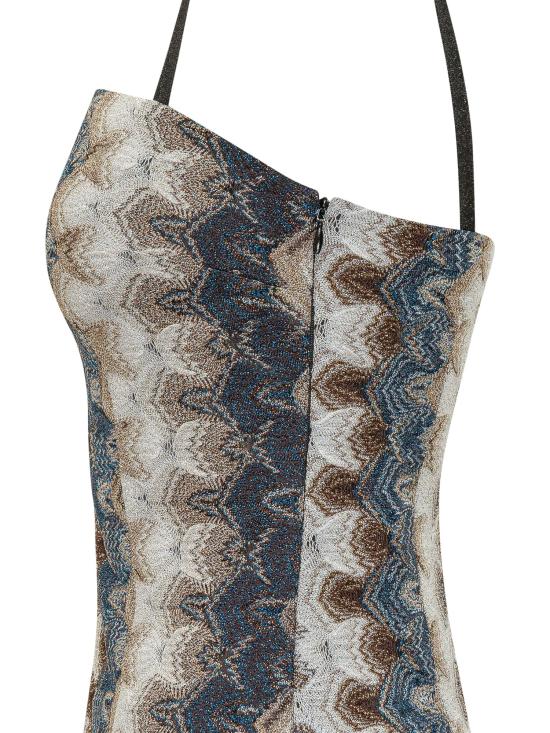 26SS 미소니 숏 원피스 DS26SG3XBR015J S72RA MULTI BLUE WHITE - MISSONI