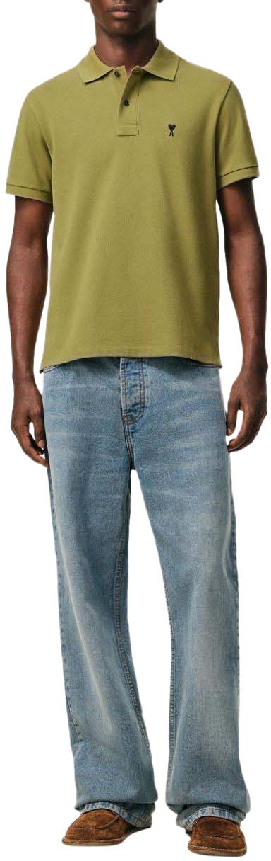 26SS 아미 스몰 하트 로고 폴로 티셔츠 HPL411760A035 DONKERGREEN - AMI