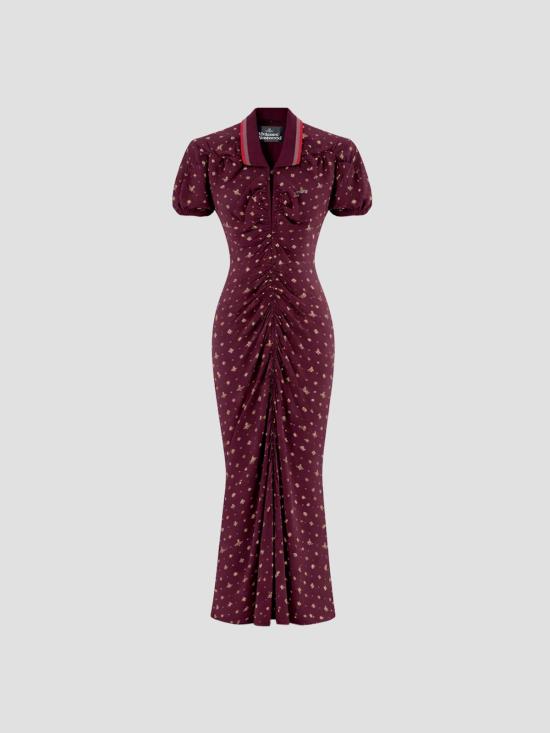 26SS 비비안웨스트우드 롱 원피스 16010051J00AV O201 IKAT BURGUNDY