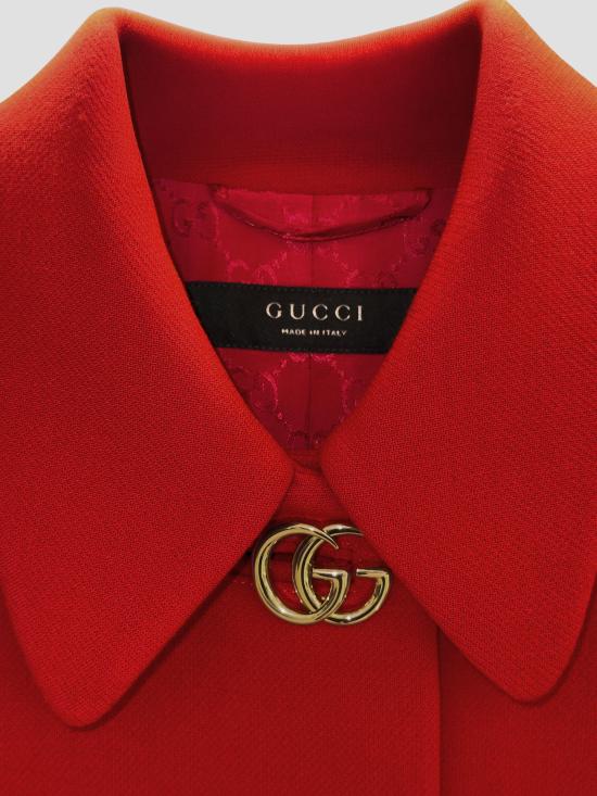 26SS 구찌 더블 G 버튼 울 나떼 코트 860471ZHW10 6544 HIBISCUS RED - GUCCI