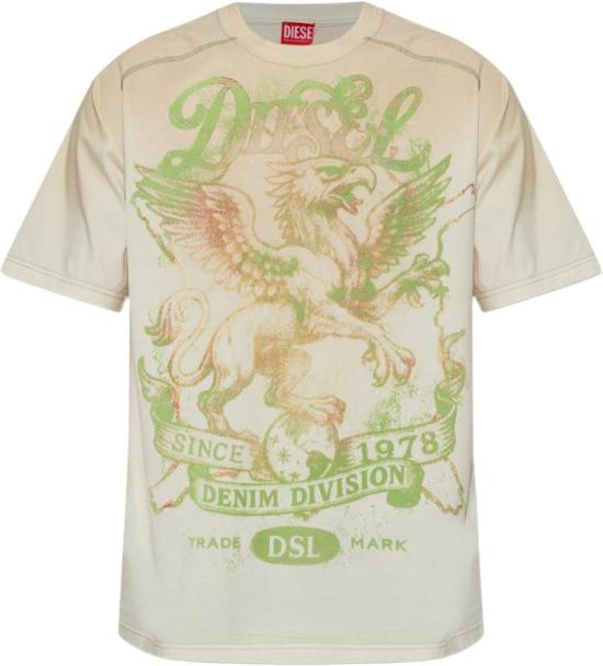 26SS 디젤 반팔 티셔츠 A237990SKBK1BN WHITE