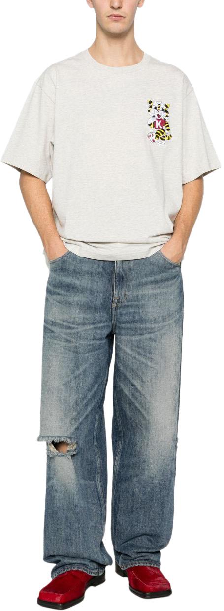 26SS 겐조 Wild Tiger 자수 오버사이즈 티셔츠 FG55TS4044SY93 LICHTGREY - KENZO