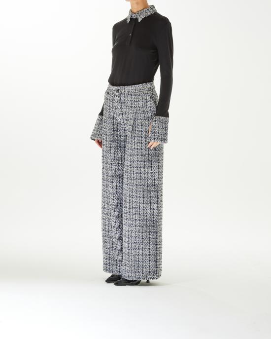  칼라거펠트 팔라초 팬츠 246W1002 800 black white silver NERO MULTI - KARL LAGERFELD