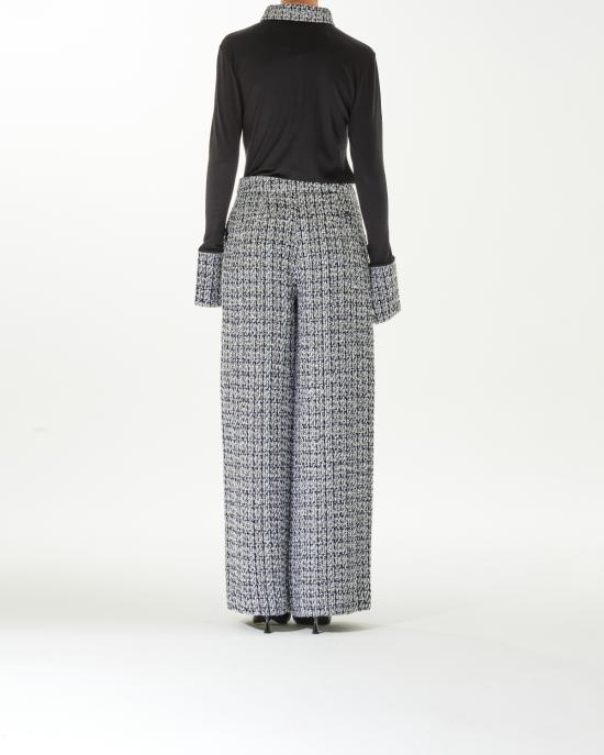  칼라거펠트 팔라초 팬츠 246W1002 800 black white silver NERO MULTI - KARL LAGERFELD