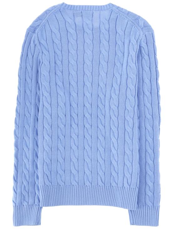 26SS 폴로 랄프로렌 로고 자수 케이블 니트 스웨터 710775885 535AUSTINBLUE BABY BLUE - POLO RALPH LAUREN