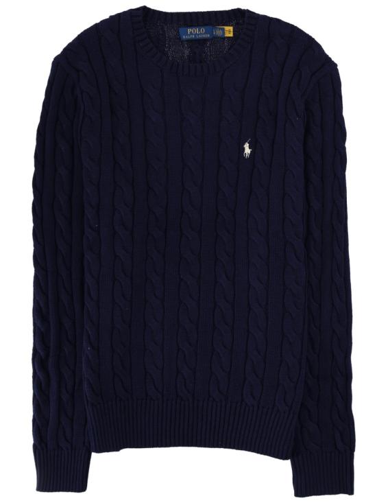26SS 폴로 랄프로렌 로고 자수 케이블 니트 스웨터 710775885 536BRIGHTNAVY BLUE