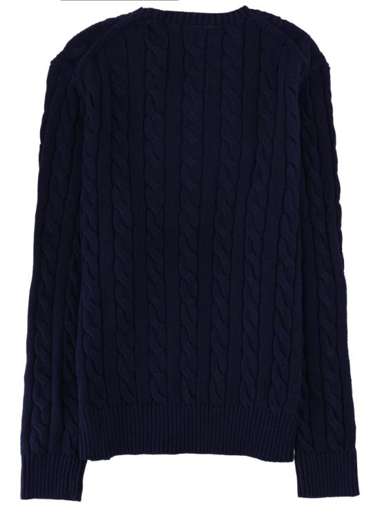 26SS 폴로 랄프로렌 로고 자수 케이블 니트 스웨터 710775885 536BRIGHTNAVY BLUE - POLO RALPH LAUREN