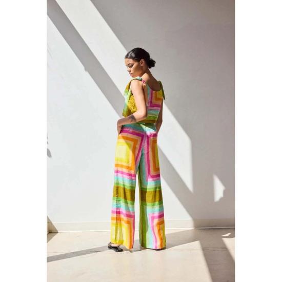  Hope for Flowers by Tracy Reece 민소매 티셔츠 트레이시 리스의 Hope For Flowers 타이 숄더 쉘 탑 동심원 사각형 - OTHER BRANDS