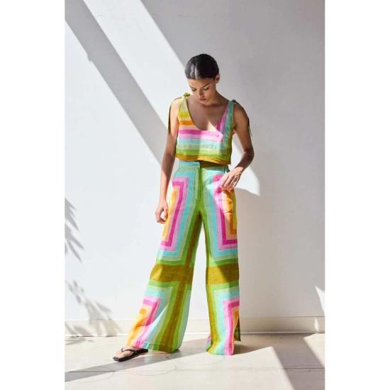  Hope for Flowers by Tracy Reece 민소매 티셔츠 트레이시 리스의 Hope For Flowers 타이 숄더 쉘 탑 동심원 사각형 - OTHER BRANDS