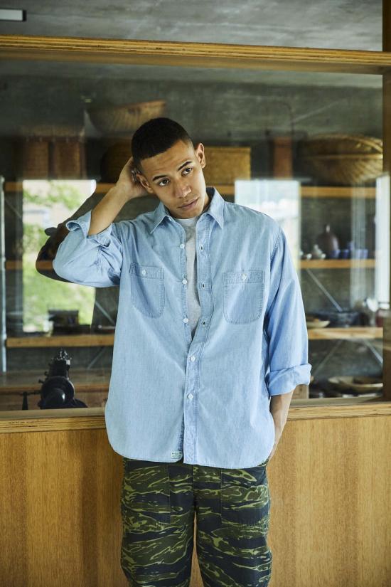  오어슬로우 셔츠 Orslow 릴렉스핏 샴브레이 워크 셔츠 - ORSLOW