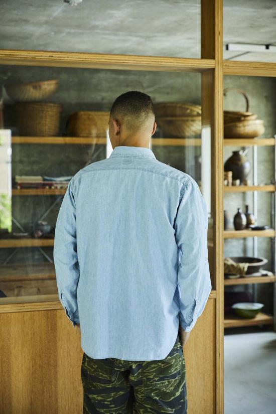  오어슬로우 셔츠 Orslow 릴렉스핏 샴브레이 워크 셔츠 - ORSLOW