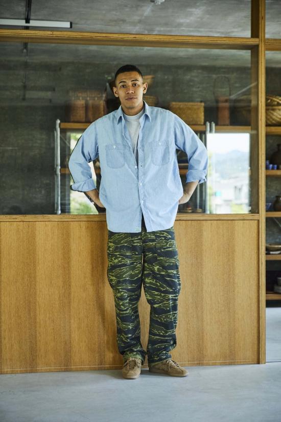  오어슬로우 셔츠 Orslow 릴렉스핏 샴브레이 워크 셔츠 - ORSLOW