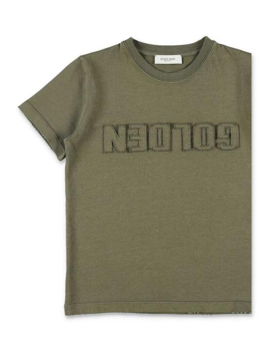  [키즈] 골든구스 티셔츠 골든 구스 로고 아동용 티셔츠 (더스티 올리브 색상) - GOLDEN GOOSE