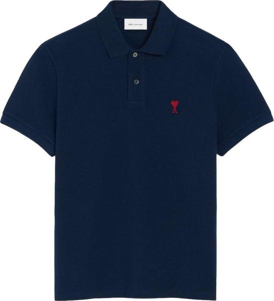 26FW 아미 스몰 하트 로고 폴로 셔츠 BFUPL001760430 NAVY