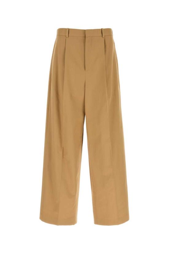  로에베 스트레이트 팬츠 카멜 코튼 와이드 레그 팬츠 아몬드 색상
