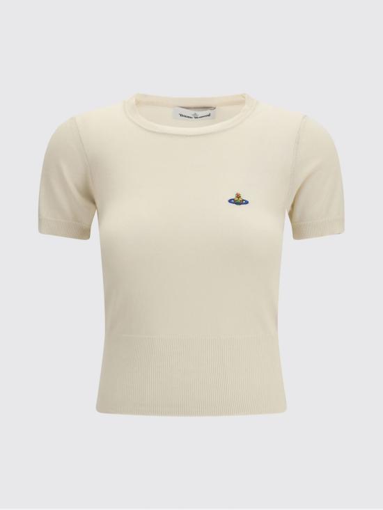 26SS 비비안웨스트우드 베아 니트 반소매 스웨터 1803002QY003F A408 Yellow Cream - VIVIENNE WESTWOOD