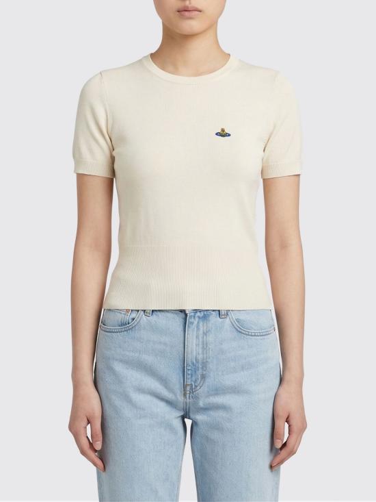 26SS 비비안웨스트우드 베아 니트 반소매 스웨터 1803002QY003F A408 Yellow Cream