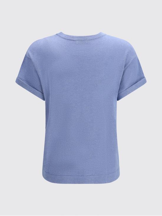 26SS 브루넬로 쿠치넬리 스파클링 캐시미어 실크 니트 티셔츠 M41810000 C9135 Blue - BRUNELLO CUCINELLI