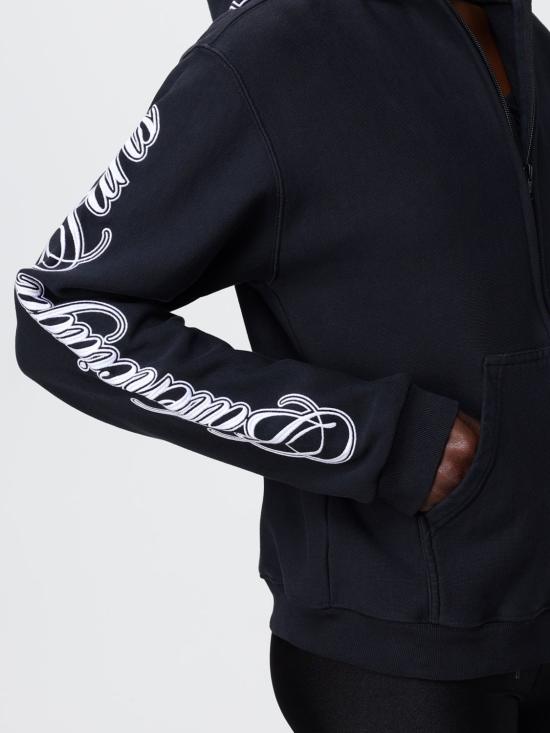 26SS 발렌시아가 커시브 레귤러 핏 집업 후디 851236TTVM8 6552 Black - BALENCIAGA