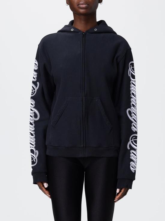 26SS 발렌시아가 커시브 레귤러 핏 집업 후디 851236TTVM8 6552 Black