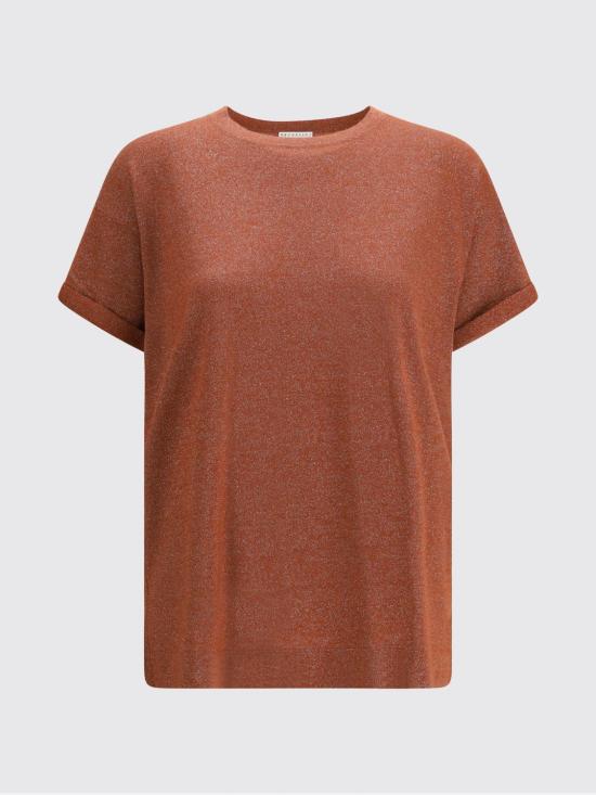 26SS 브루넬로 쿠치넬리 스파클링 캐시미어 실크 니트 티셔츠 M41810000 C4182 Brick Red - BRUNELLO CUCINELLI