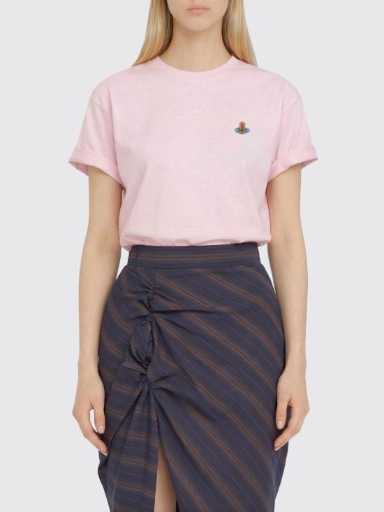 26SS 비비안웨스트우드 클래식 ORB 로고 티셔츠 3G010013J001M J402 Blush Pink - VIVIENNE WESTWOOD