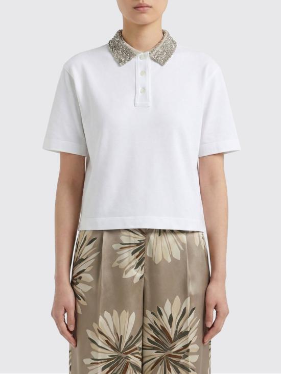 26SS 브루넬로 쿠치넬리 폴로 티셔츠 M0T63EJ115 C6159 White