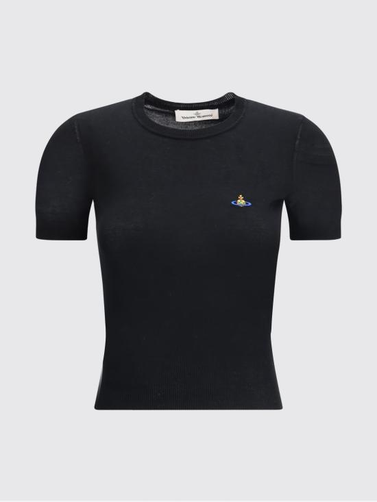 26SS 비비안웨스트우드 베아 니트 반소매 스웨터 1803002QY003F N401 Black - VIVIENNE WESTWOOD