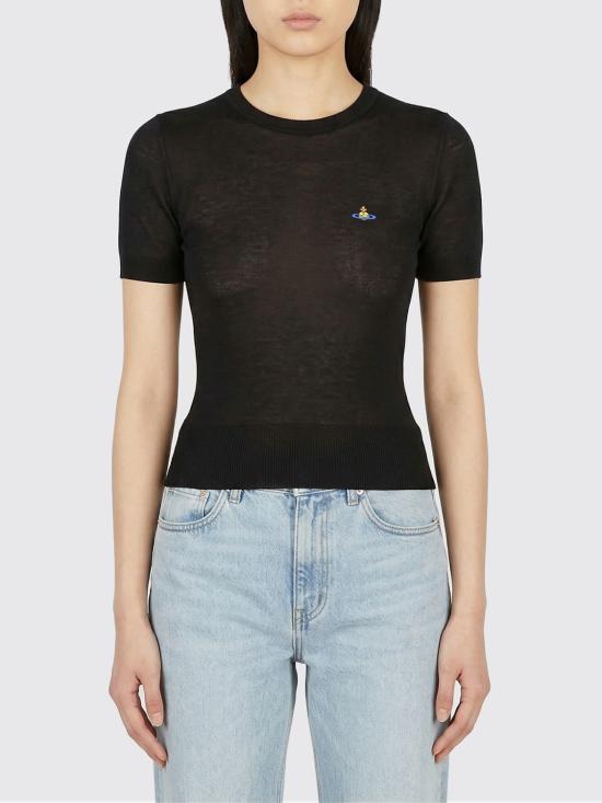 26SS 비비안웨스트우드 베아 니트 반소매 스웨터 1803002QY003F N401 Black