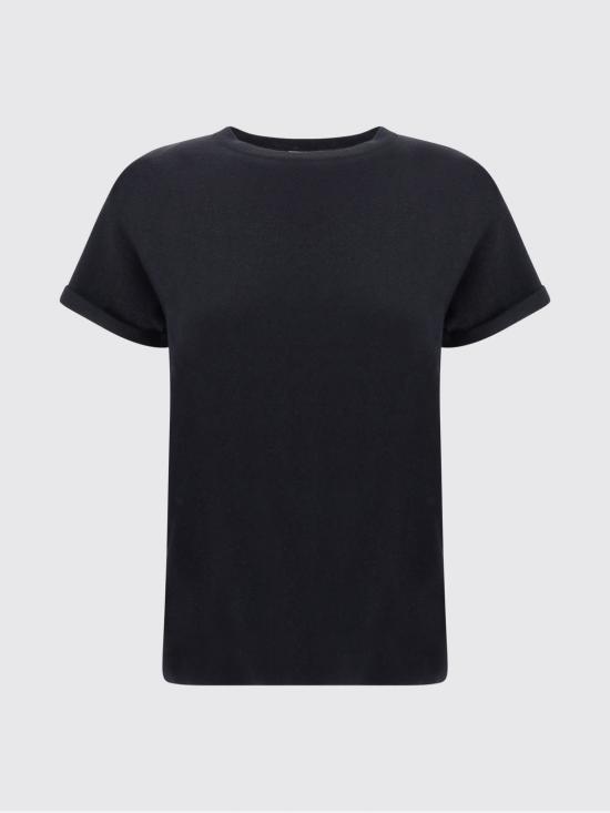 26SS 브루넬로 쿠치넬리 스파클링 캐시미어 실크 니트 티셔츠 M41810000 C101 Black - BRUNELLO CUCINELLI