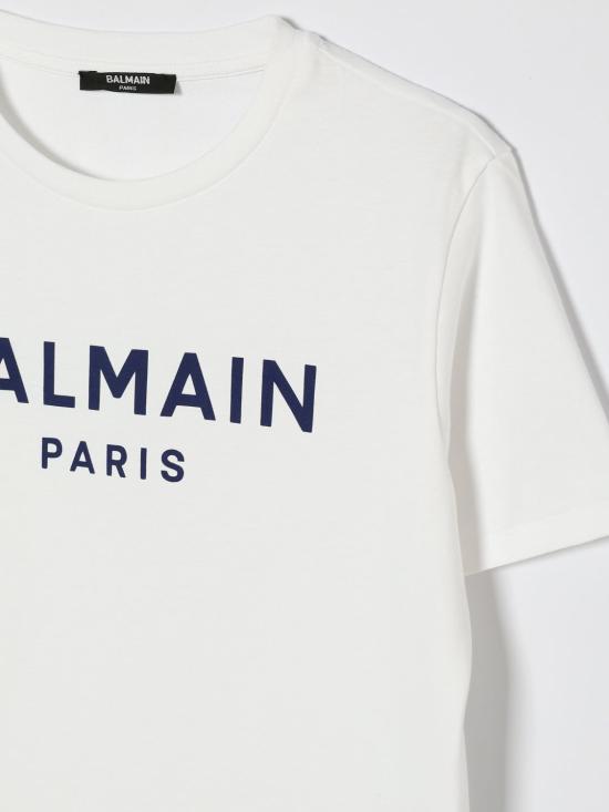26SS [키즈] 발망 티셔츠 BY8R11Z3672 100BL White 1 - BALMAIN