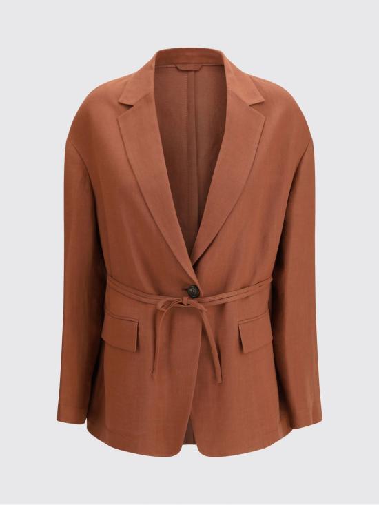 26SS 브루넬로 쿠치넬리 모닐리 비스코스 & 리넨 플루이드 트윌 블레이저 MH1267591 C4182 Red - BRUNELLO CUCINELLI