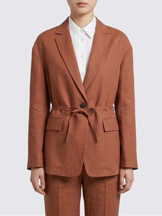 26SS 브루넬로 쿠치넬리 모닐리 비스코스 & 리넨 플루이드 트윌 블레이저 MH1267591 C4182 Red