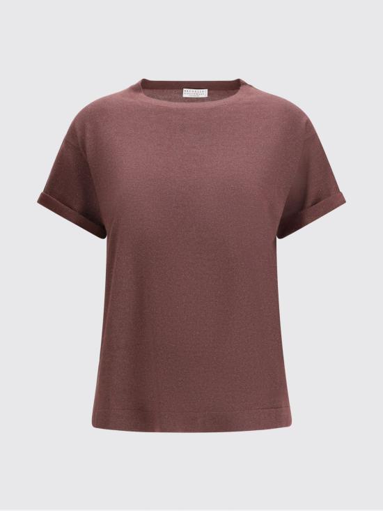 26SS 브루넬로 쿠치넬리 스파클링 캐시미어 실크 니트 티셔츠 M41810000 C9275 Red - BRUNELLO CUCINELLI