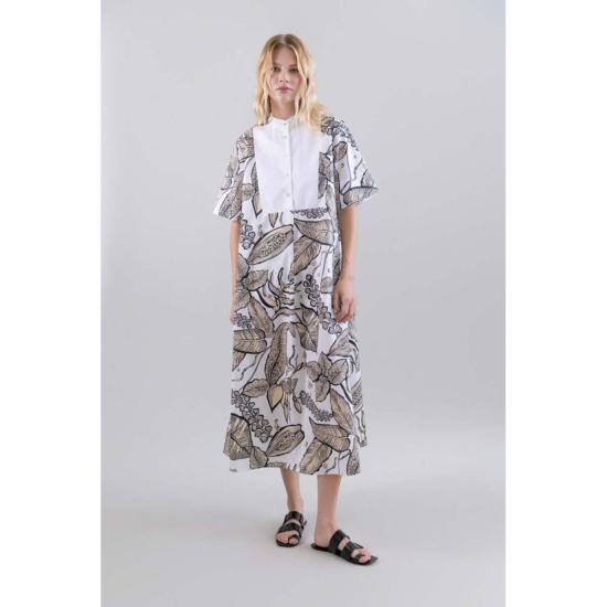  필로소피아 롱 원피스 프소피아 레트로 블룸리프 롱 드레스 (빕, 마오 칼라) 화이트 - PSOPHIA