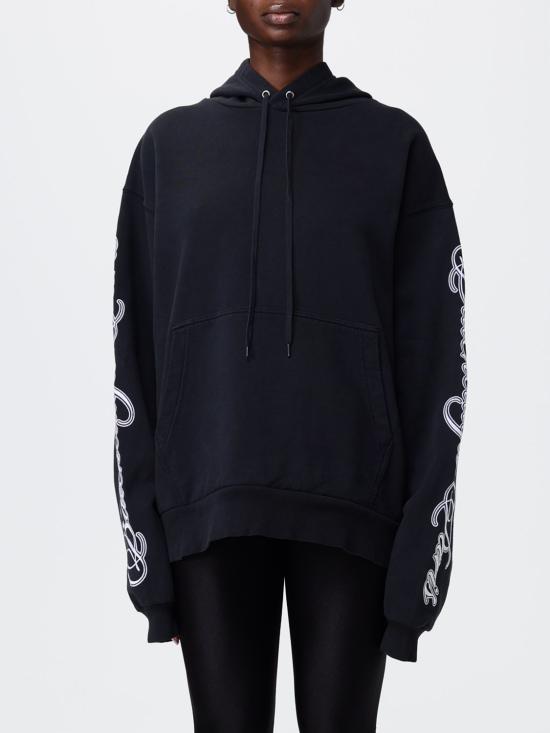 26SS 발렌시아가 커시브 오버사이즈 후드티셔츠 858143TTVM8 6552 Black