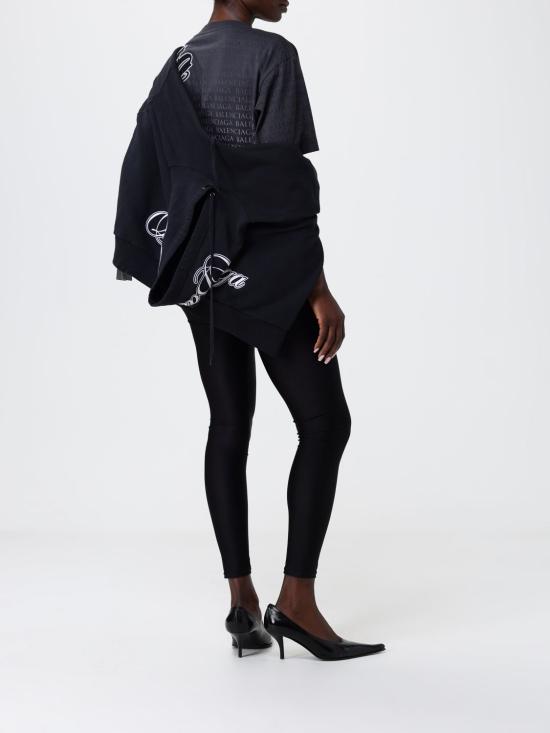 26SS 발렌시아가 커시브 오버사이즈 후드티셔츠 858143TTVM8 6552 Black - BALENCIAGA