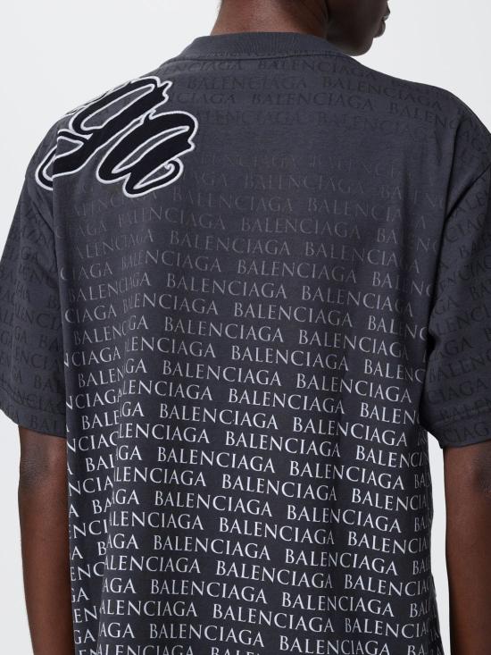 26SS 발렌시아가 루프 스포츠 아이콘 미디엄 핏 티셔츠 850990TTVN9 6552 Black - BALENCIAGA