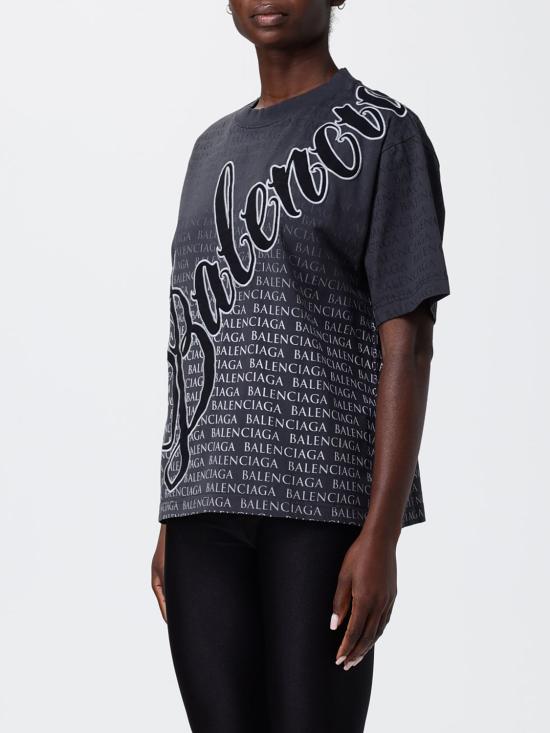26SS 발렌시아가 루프 스포츠 아이콘 미디엄 핏 티셔츠 850990TTVN9 6552 Black - BALENCIAGA