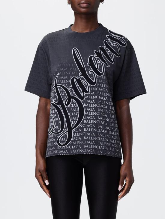 26SS 발렌시아가 루프 스포츠 아이콘 미디엄 핏 티셔츠 850990TTVN9 6552 Black
