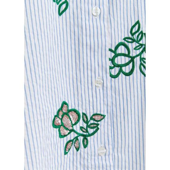  에센셜앤트워프 셔츠 에센셜 앤트워프 잘린키 자수 셔츠 오프 화이트/라이트 블루/그린 - ESSENTIEL ANTWERP