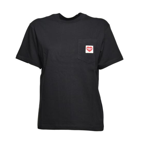 26SS 칼하트 WIP 포켓 하트 숏 슬리브 티셔츠 I032180 1V2XX Black