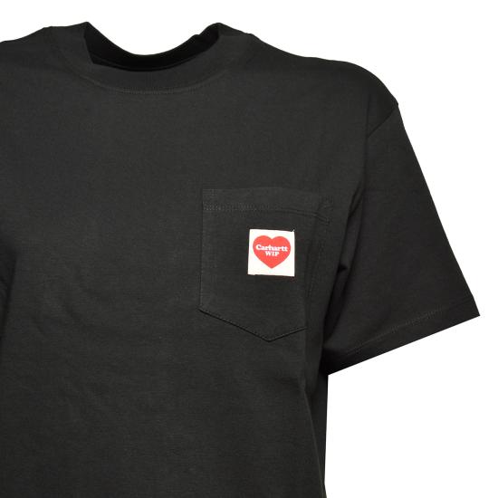 26SS 칼하트 WIP 포켓 하트 숏 슬리브 티셔츠 I032180 1V2XX Black - CARHARTT WIP