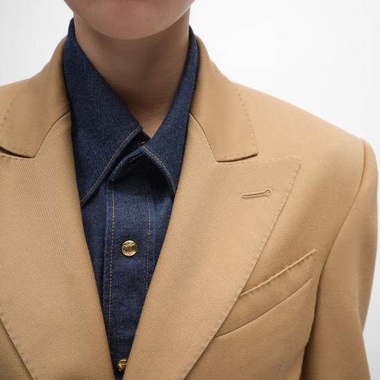 26SS 셀린느 다이애그널 울 콜론 재킷 RV15G092D04CA Camel - CELINE