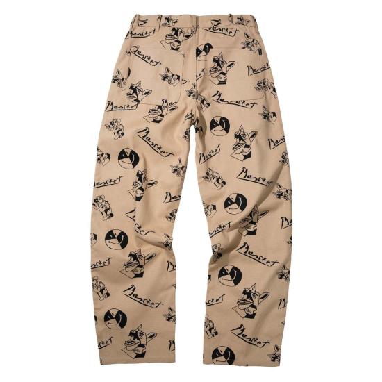  마켓 팬츠 스마일리 큐비즘 더블 니  카키 - MARKET