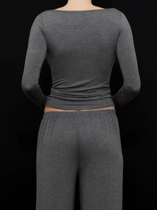  카이 인티메이츠 긴팔 티셔츠 리클라인 보트넥 긴팔 상의 - KYE INTIMATES