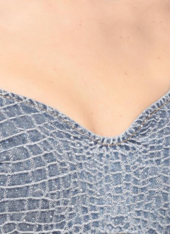 26SS 셀프 포트레이트 민소매 티셔츠 SS26804TBL RHINESTONE CROC EFFECTBLUE Blue - SELF PORTRAIT