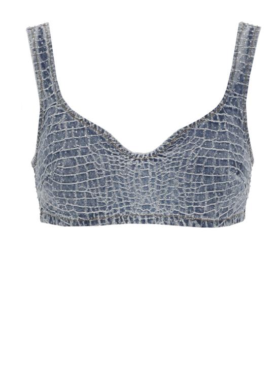 26SS 셀프 포트레이트 민소매 티셔츠 SS26804TBL RHINESTONE CROC EFFECTBLUE Blue