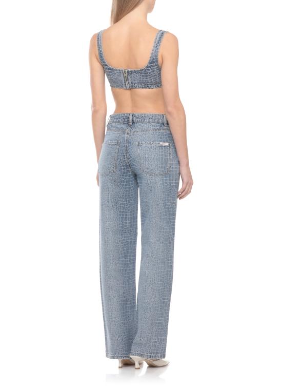 26SS 셀프 포트레이트 민소매 티셔츠 SS26804TBL RHINESTONE CROC EFFECTBLUE Blue - SELF PORTRAIT